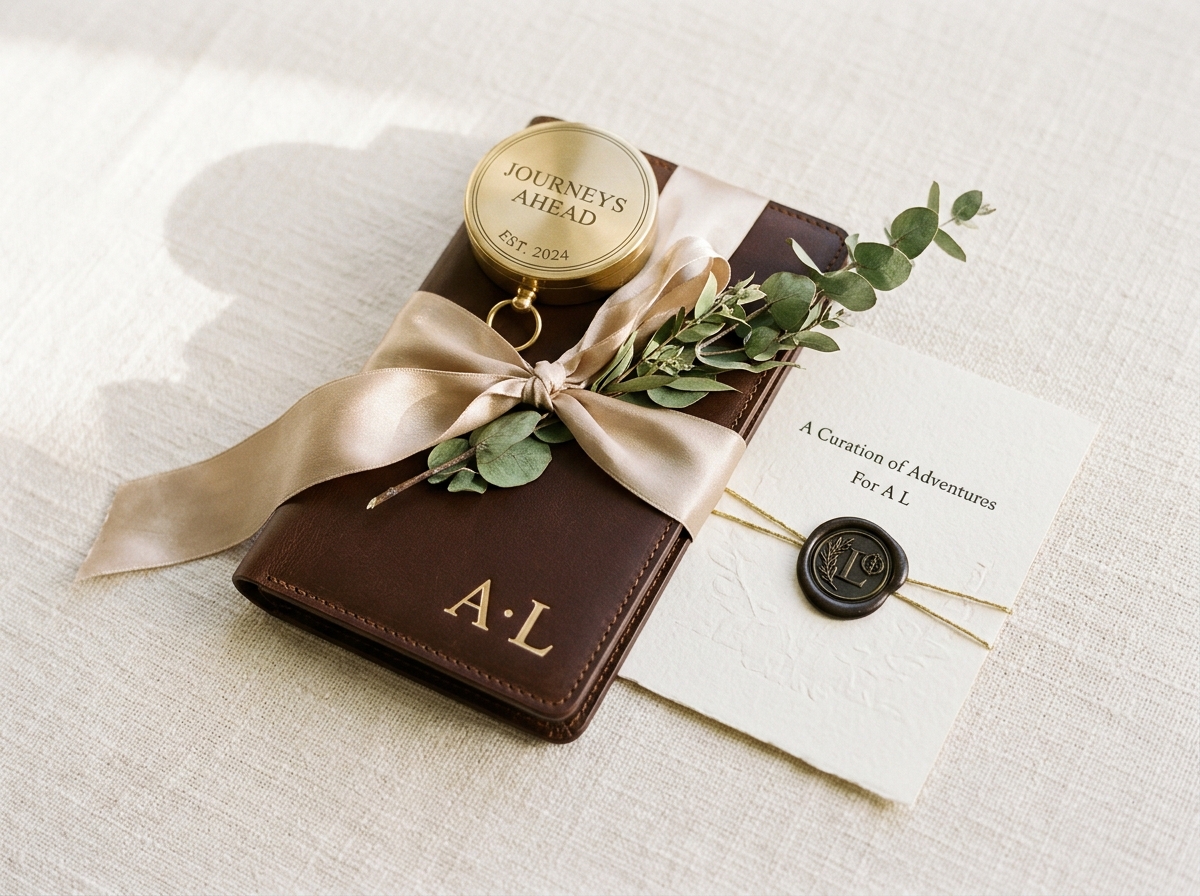 EUNICRA Personalized Custom Monogrammed Leather Wallet, Engraved Brass Keepsake, and Wax Seal